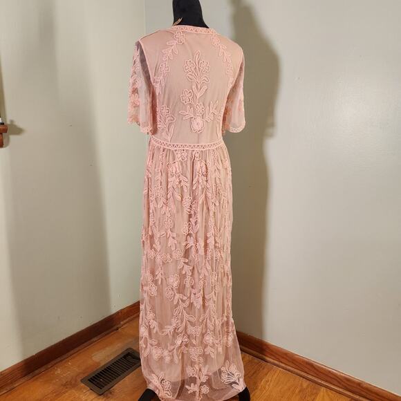 BAEVELY Blush Pink Lace Maxi Dress, Size Medium - Picture 11 of 16